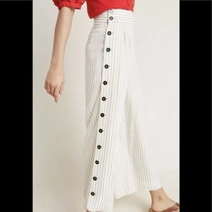 Anthropologie Women's Cream Beige Striped Pants